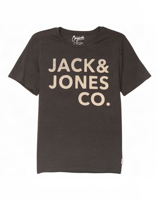Jack & Jones T-shirt grafica da uomo grande in cotone grigio