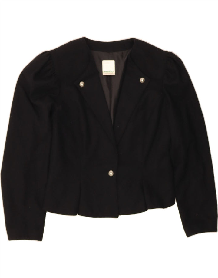 MEICO Womens 1 Button Blazer Jacket EU 40 Medium Black Polyester Vintage Meico and Second-Hand Meico from Messina Hembry 