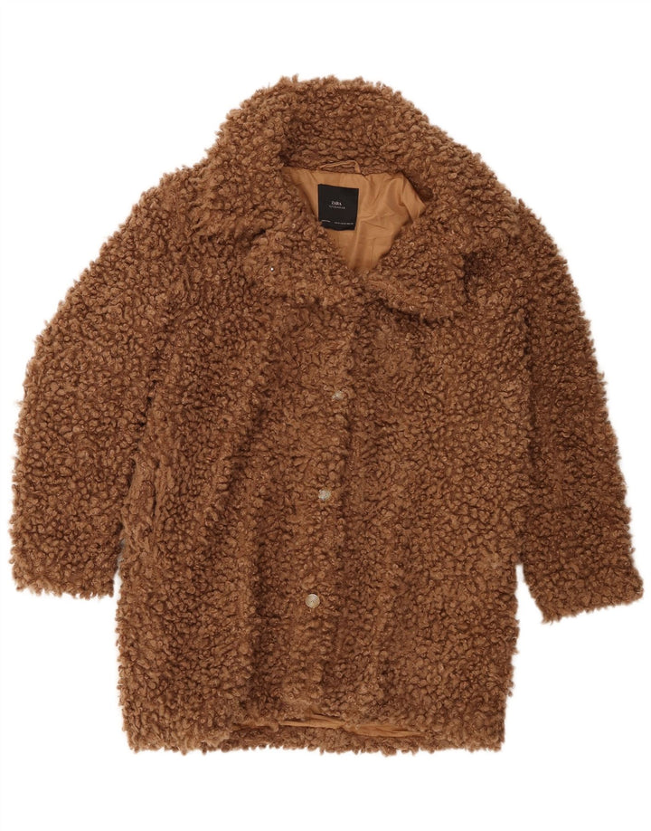 Soprabito oversize in pelliccia sintetica Zara da donna UK 14 Marrone medio