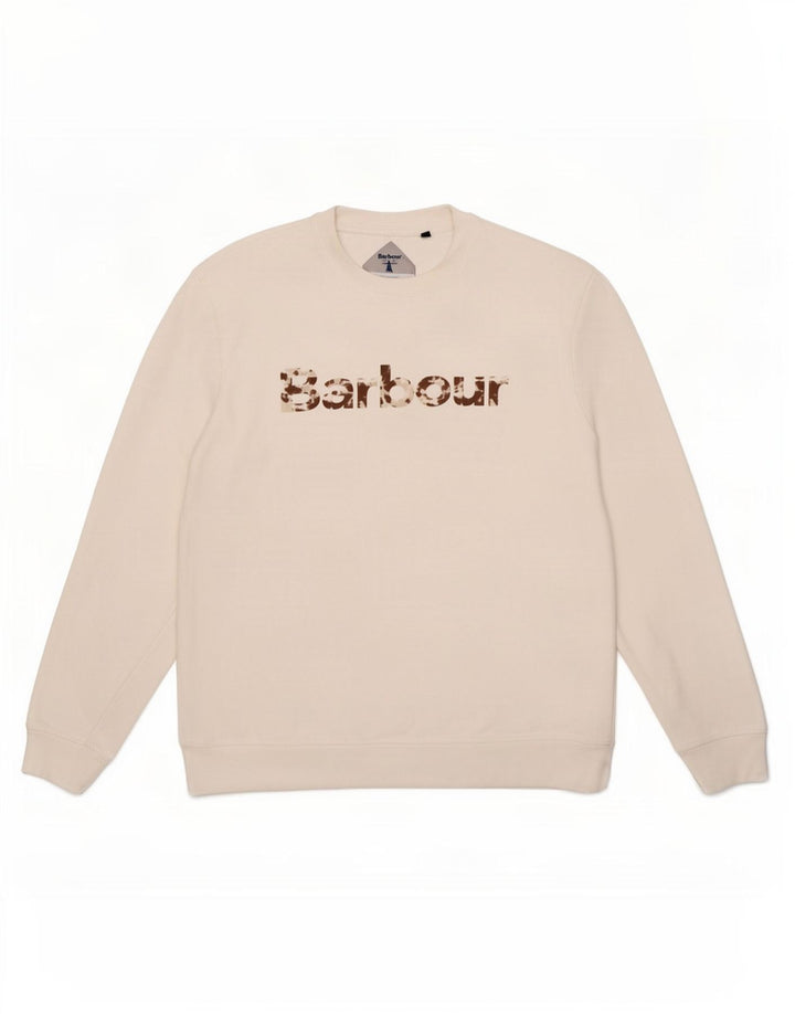 Felpa grafica da uomo Barbour, maglione, cotone bianco medio