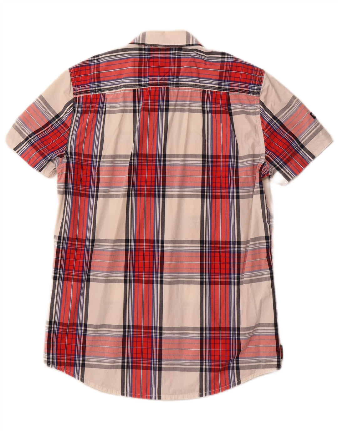 Camicia a maniche corte da uomo vestibilità regolare SUPERDRY in cotone a quadri rosso medio