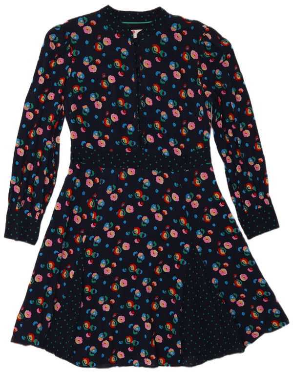 Abito a trapezio da donna a maniche lunghe Boden UK 10 Piccolo in viscosa floreale blu navy