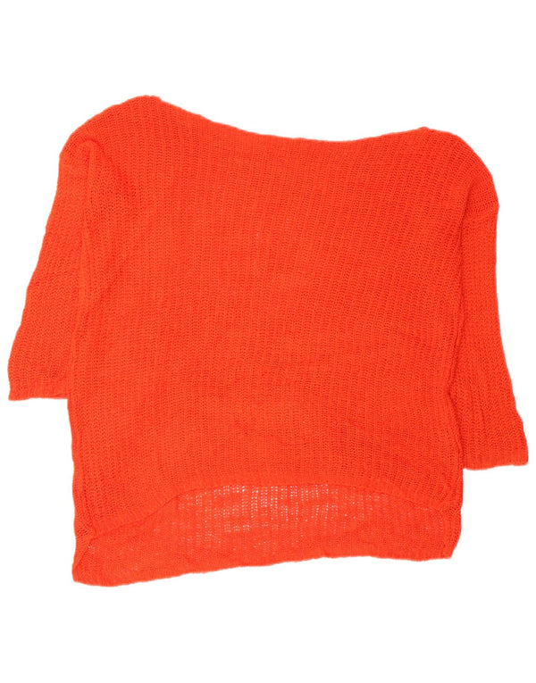 Maglione vintage da donna con scollo a barca con maniche a 3/4 UK 14 Arancione medio