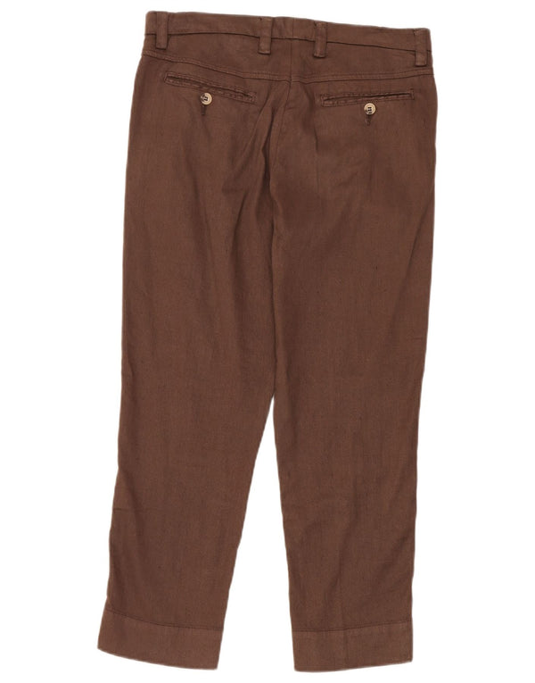 Pantaloni cropped da donna Marlboro Classics W30 L24 Lino marrone