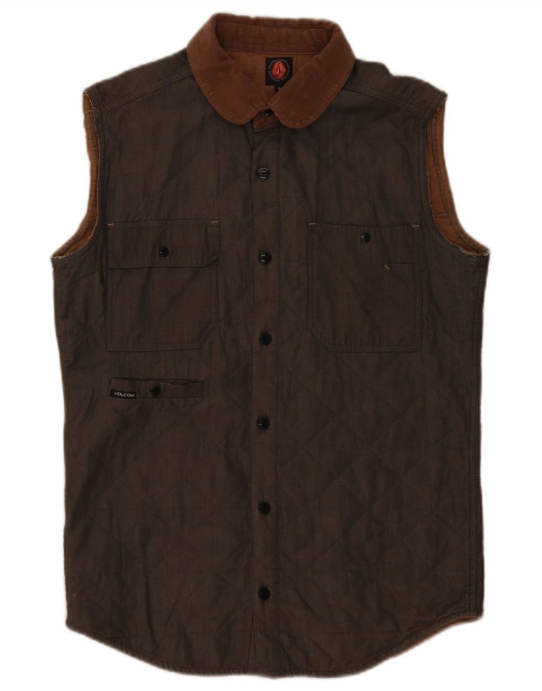 Gilet trapuntato da uomo Volcom UK 36 piccolo cotone kaki
