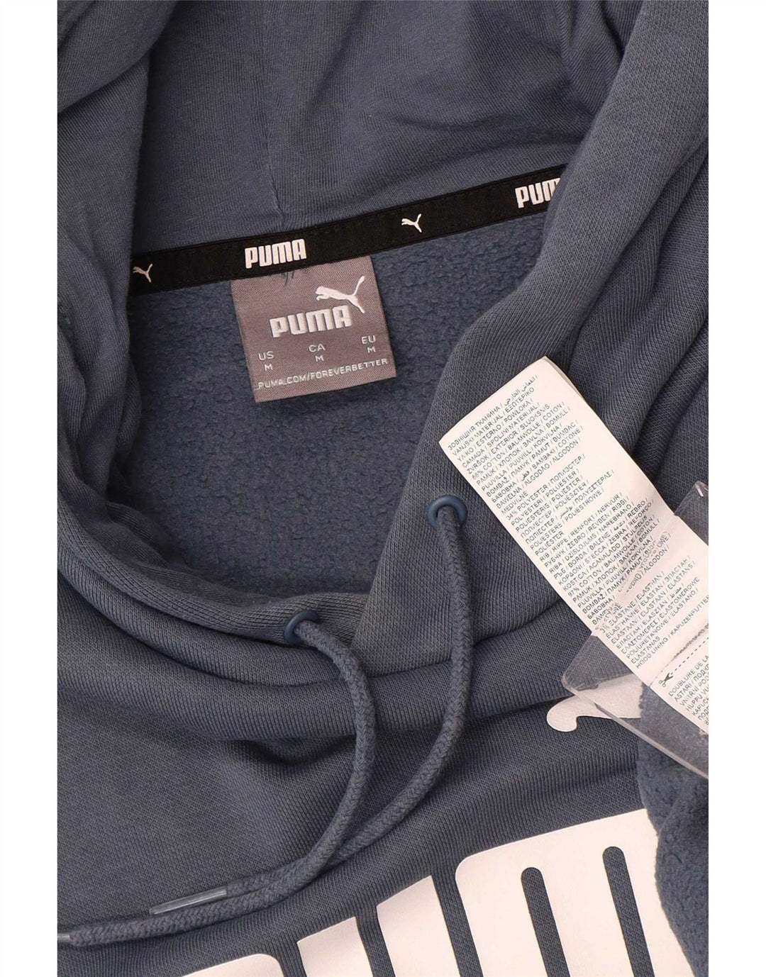 Felpa con cappuccio grafica da uomo Puma in cotone blu medio