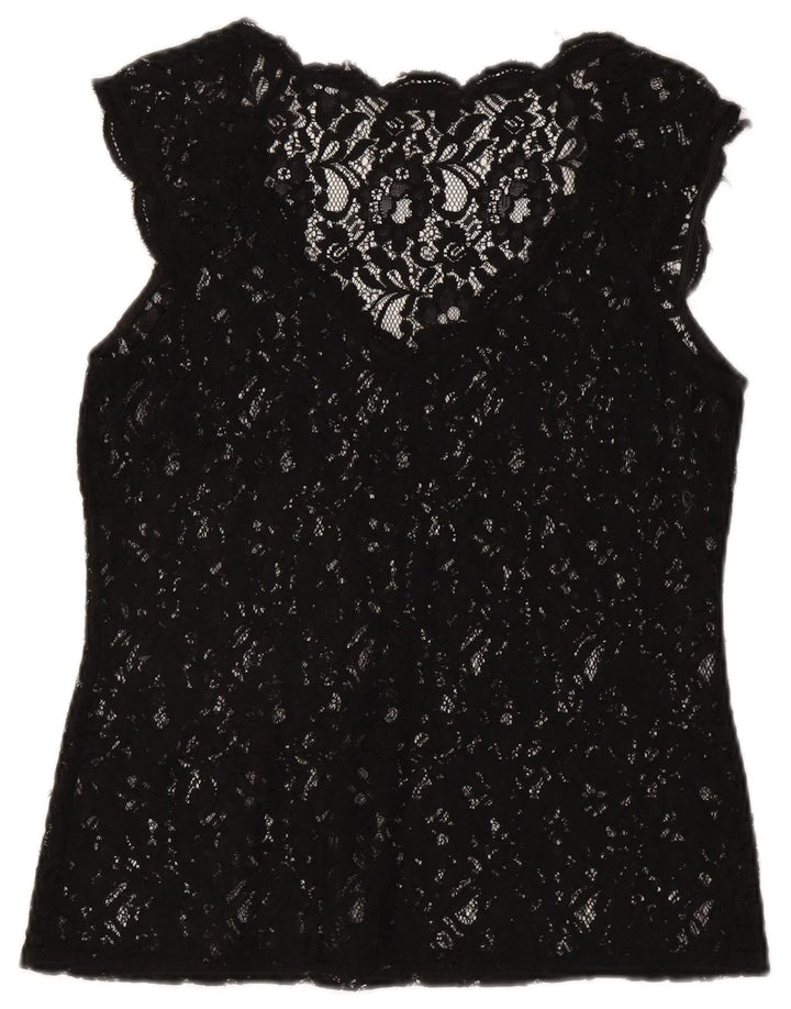 Oasis Camicetta in pizzo trasparente da donna Top UK 12 Medio Nero Floreale