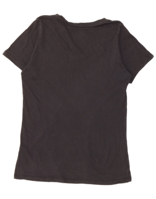Nike Womens Athletic Fit  T-Shirt Top UK 12 Medium Black Cotton