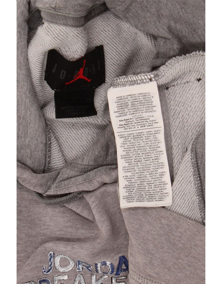 Felpa con cappuccio grafica Jordan da uomo piccola in cotone grigio