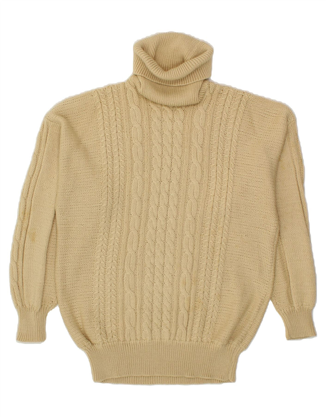 VINTAGE Womens Roll Neck Jumper Sweater UK 16 Large Beige Vintage Vintage and Second-Hand Vintage from Messina Hembry 