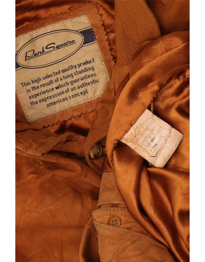 Giubbotto bomber in pelle scamosciata vintage da uomo UK 42 XL in pelle marrone