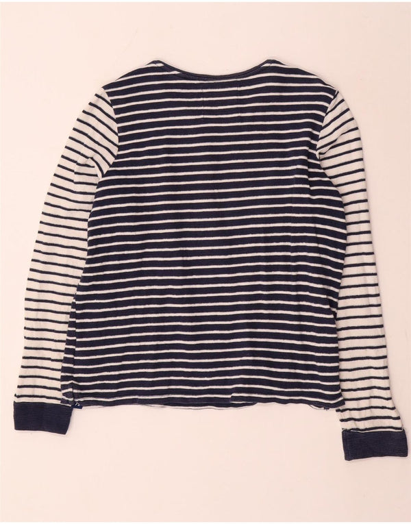 Top grafico da donna a maniche lunghe Superdry UK 14 Large Navy Blue Striped