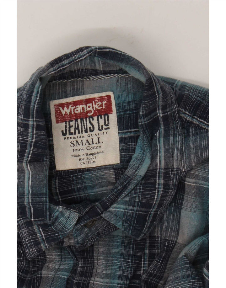 Camicia da uomo in flanella Wrangler a quadri piccoli in cotone blu