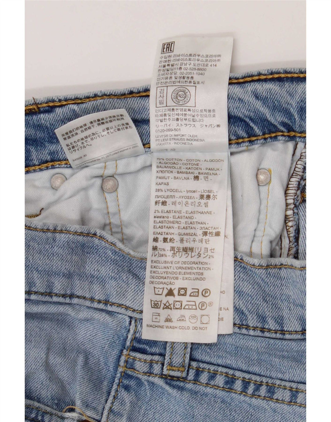 Levi's Uomo 511 Slim Jeans W31 L30 Cotone Blu