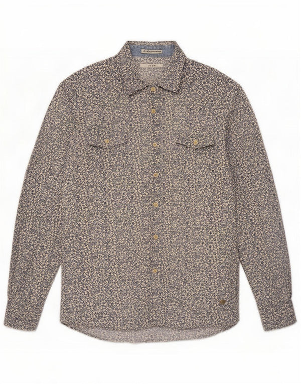 Gaudi Mens Shirt Medium Blue Floral Cotton