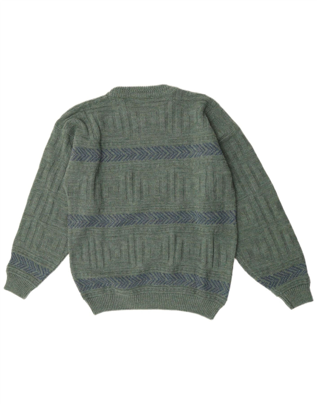 Maglione maglione girocollo da uomo Claude De Pierre Lana geometrica verde medio
