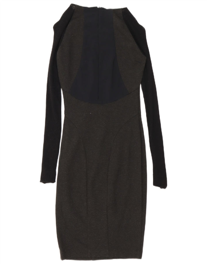 Abito aderente a maniche lunghe da donna Pinko UK 10 piccolo poliestere grigio