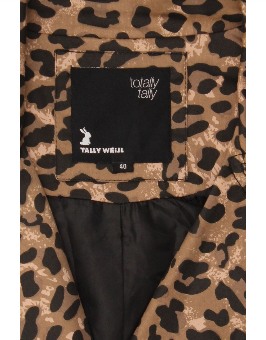 TALLY WEIJL Womens Overcoat IT 40 Small Brown Animal Print Vintage Tally Weijl and Second-Hand Tally Weijl from Messina Hembry 