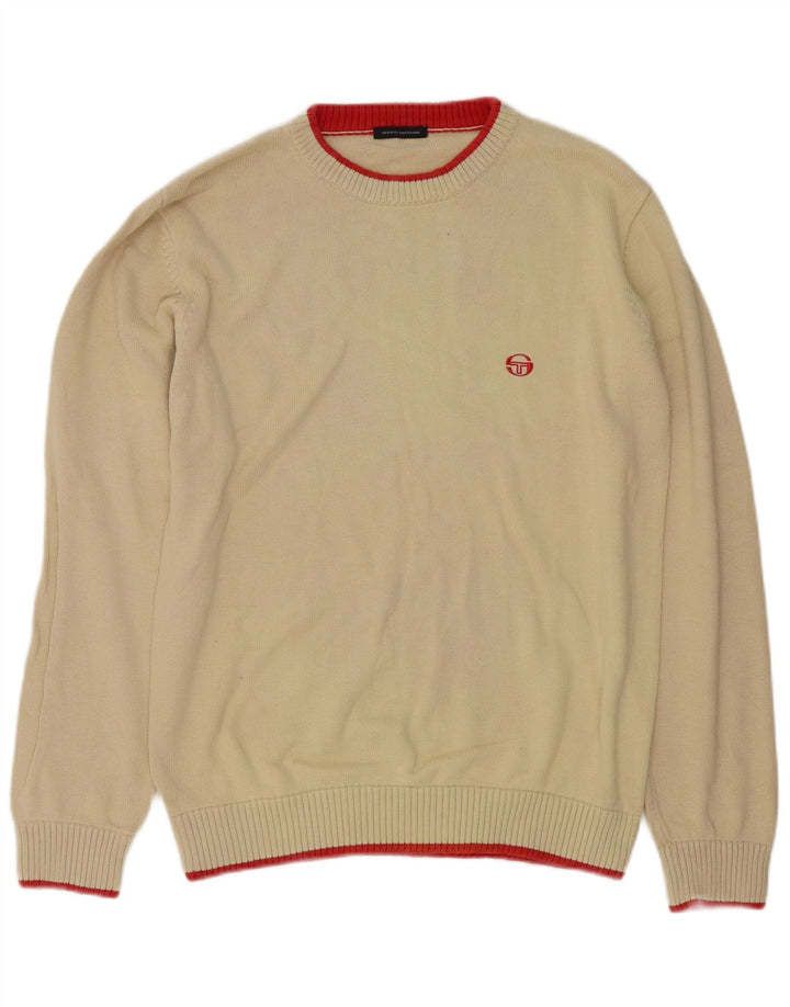 Maglione maglione girocollo da uomo Sergio Tacchini in cotone beige medio