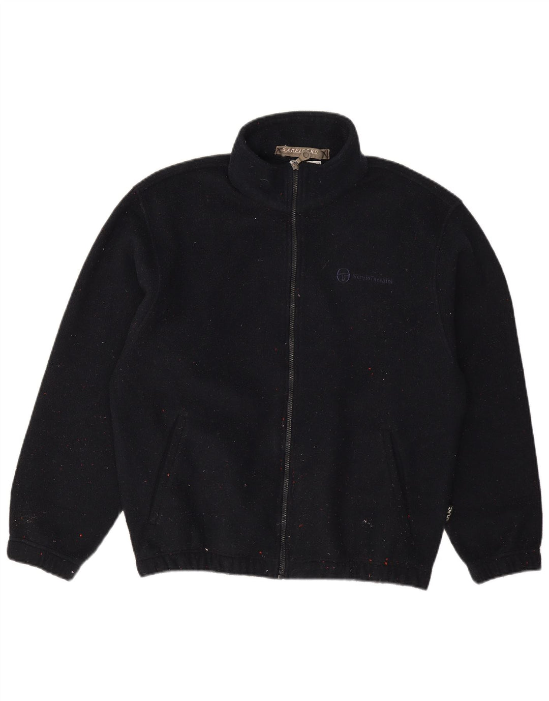 SERGIO TACCHINI Mens Fleece Jacket UK 36 Small Navy Blue Flecked Polyester