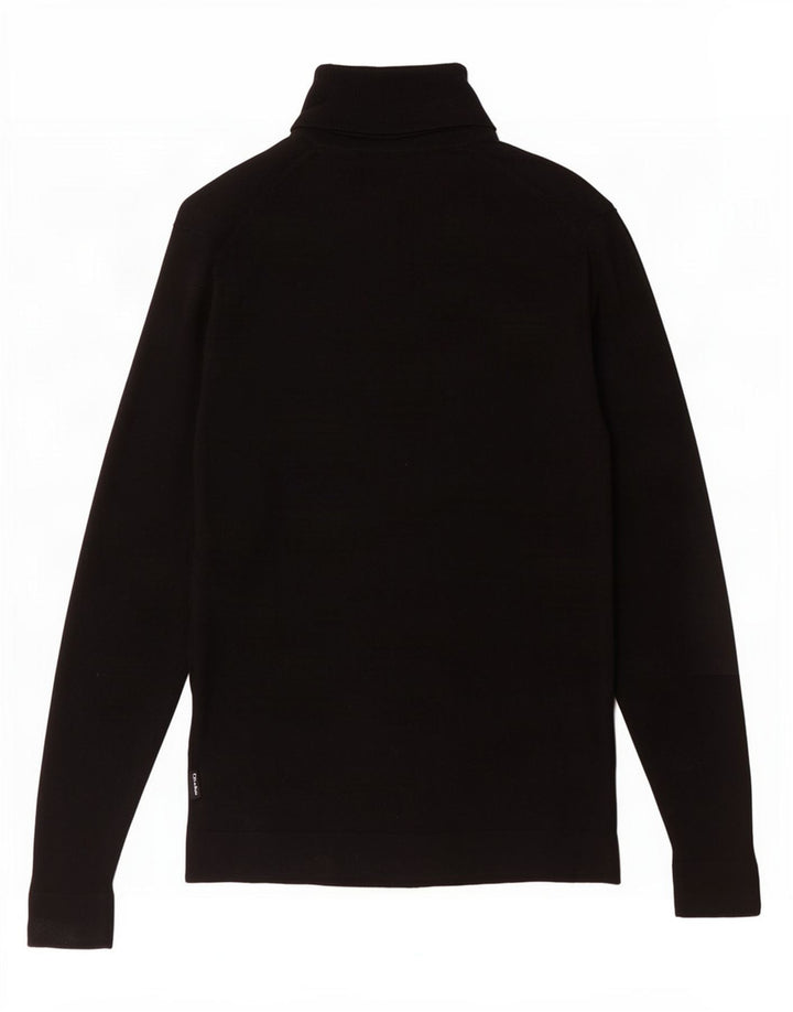Maglione maglione a collo alto da uomo Calvin Klein lana nera media