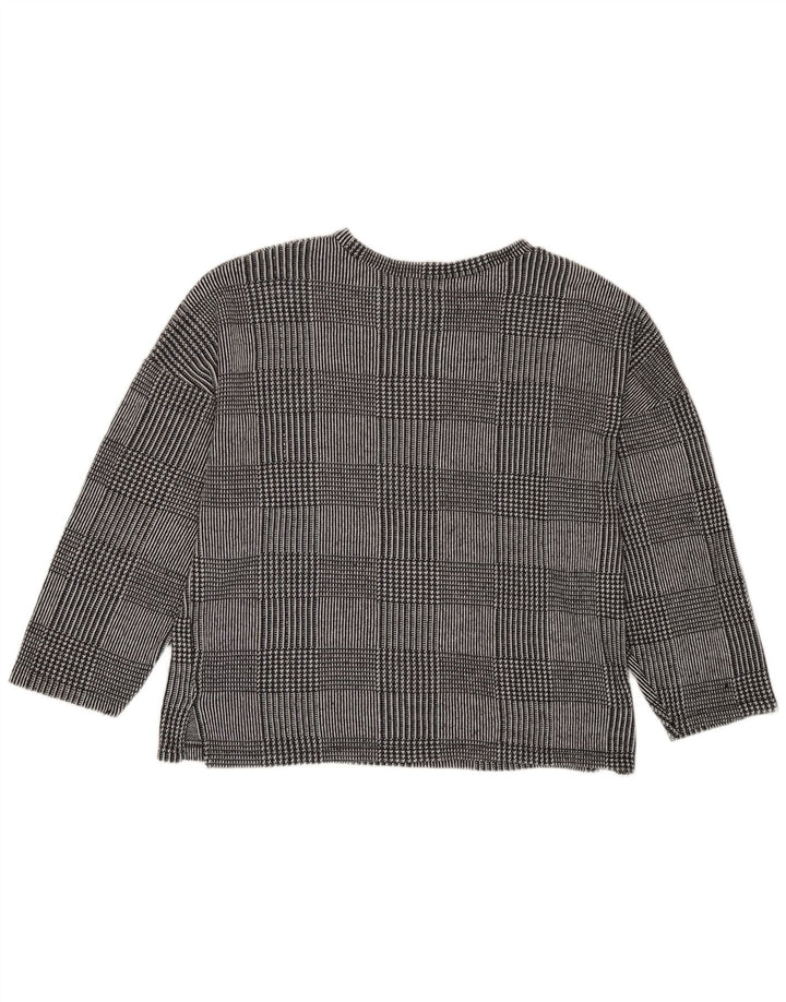 Top Zara da donna a maniche lunghe UK 14 Poliestere pied de poule grigio medio