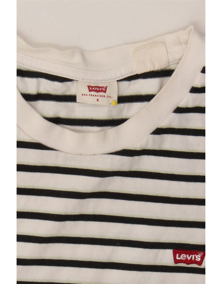 LEVI'S Womens T-Shirt Top UK 10 Small White Striped Vintage Levi's and Second-Hand Levi's from Messina Hembry 