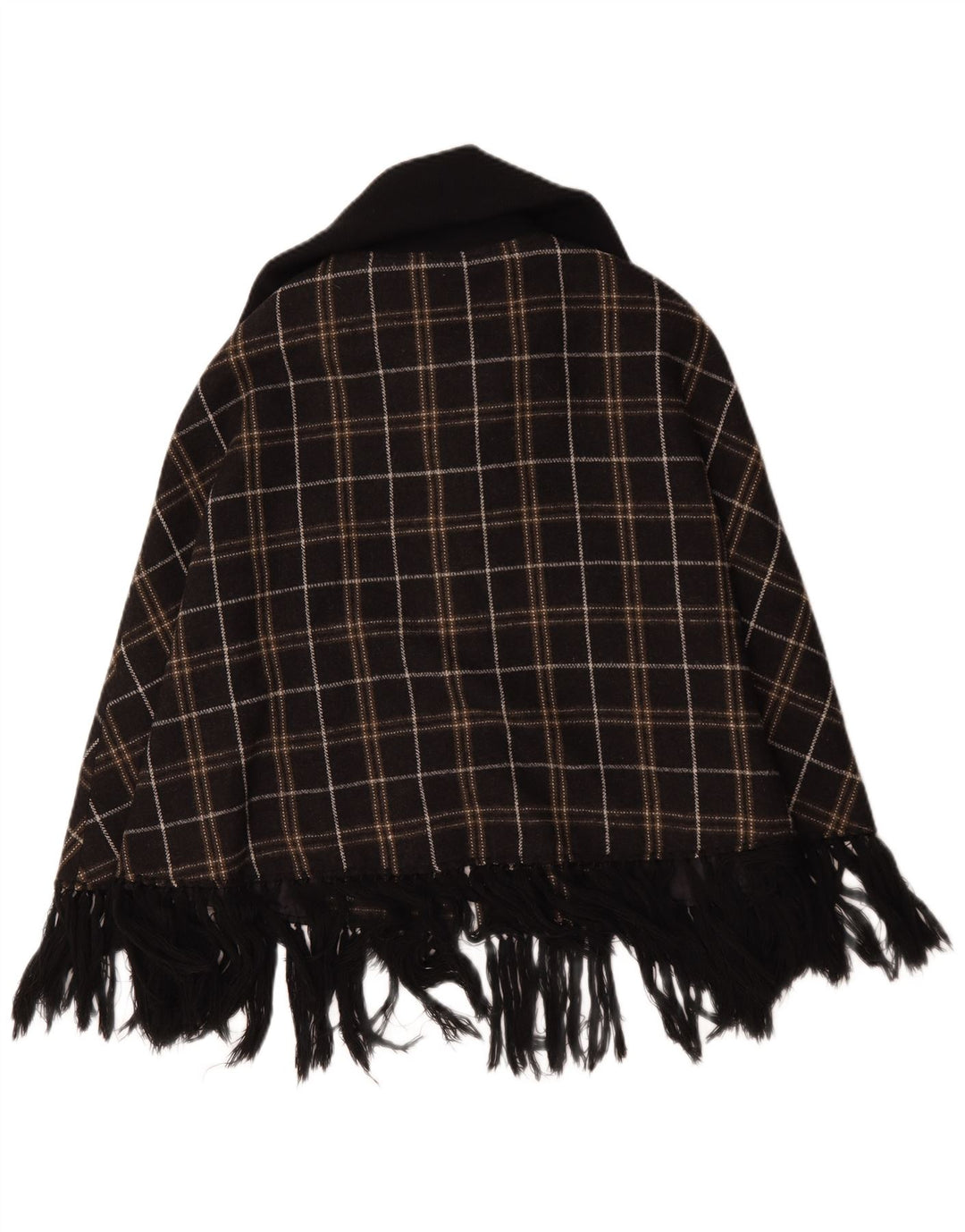 Cappotto poncho da donna Project UK 10 piccolo poliestere a quadri marrone