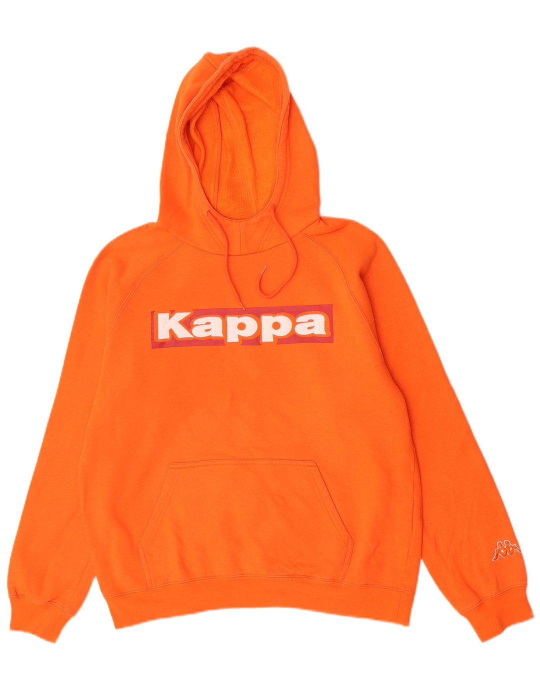 Maglione con cappuccio grafico da uomo Kappa grande in cotone arancione
