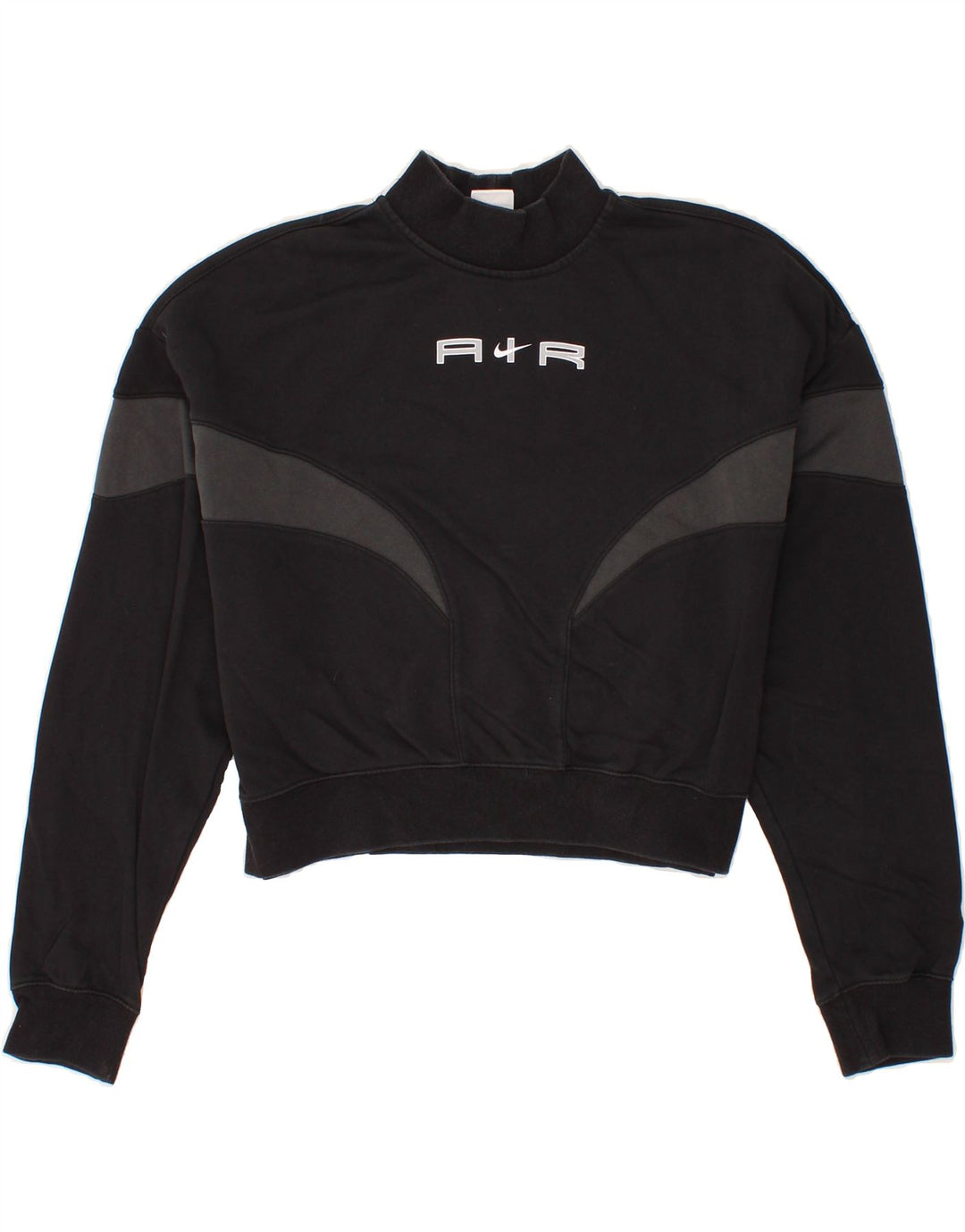 NIKE Womens Graphic Crop Sweatshirt Jumper UK 14 Medium Black Cotton Vintage Nike and Second-Hand Nike from Messina Hembry 