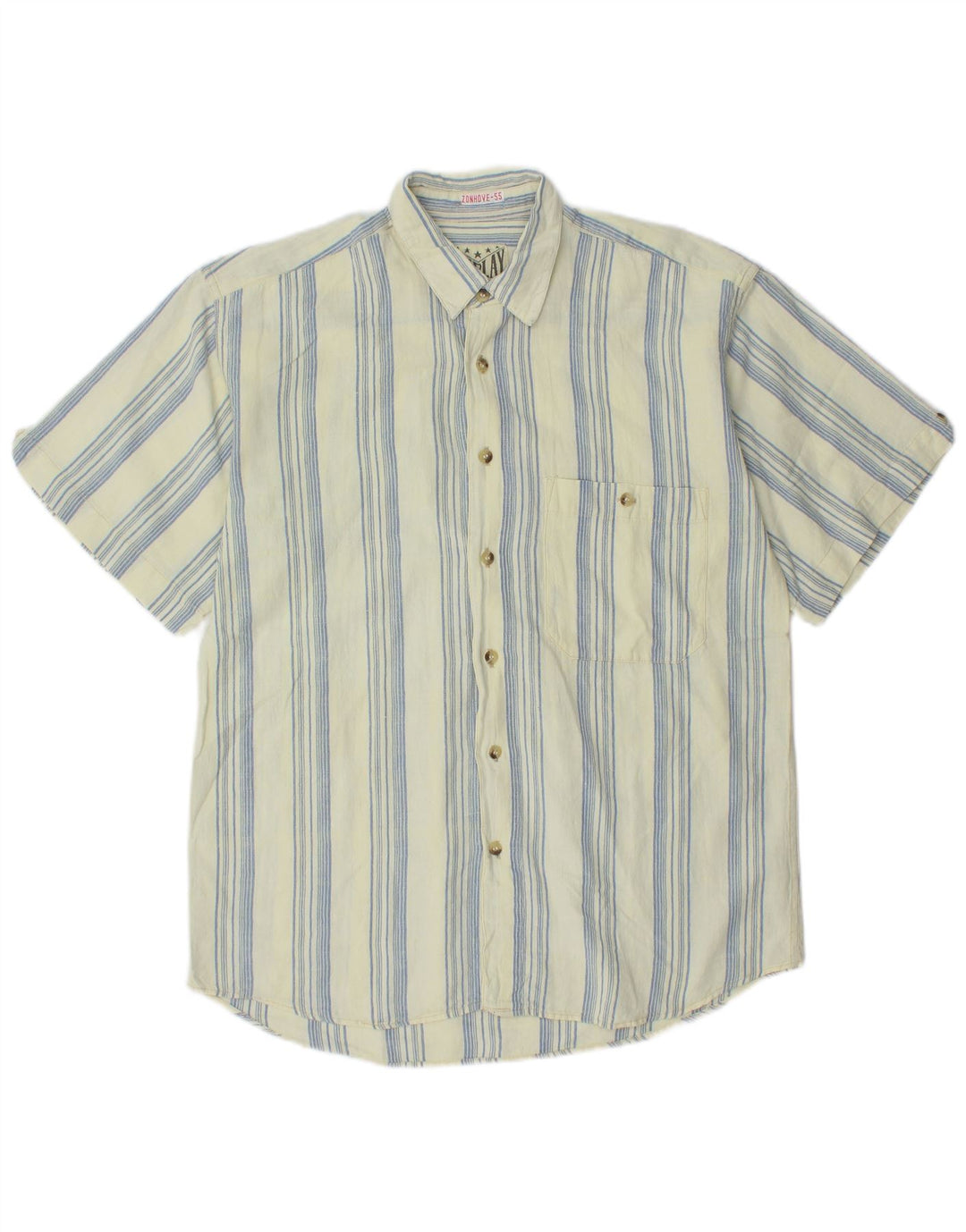 Camicia a maniche corte da uomo VINTAGE grande a righe blu
