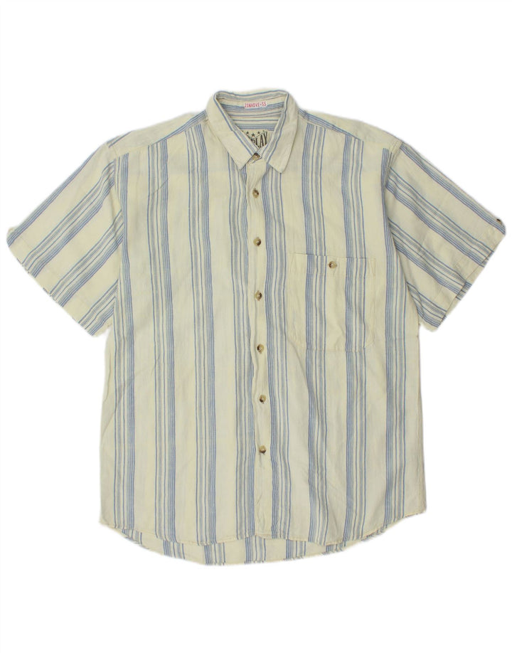 Camicia a maniche corte da uomo VINTAGE grande a righe blu