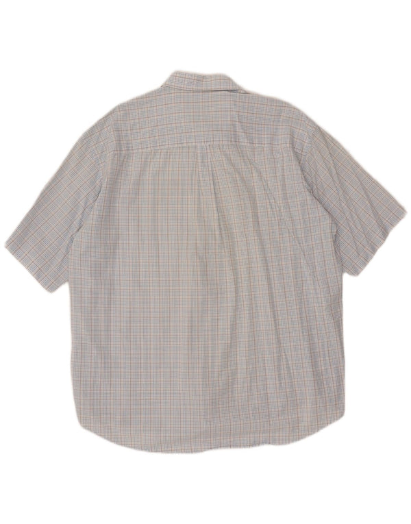 Camicia ASICS da uomo a maniche corte 2XL in cotone a quadri blu