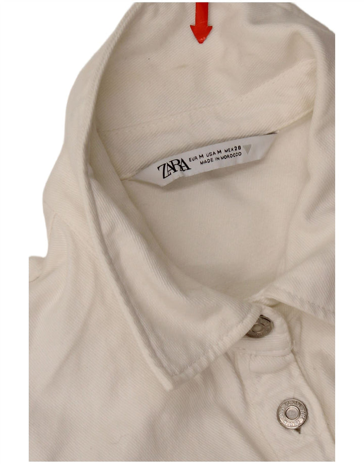 Abito in denim da donna Zara con volant sul davanti UK 12 Cotone bianco medio