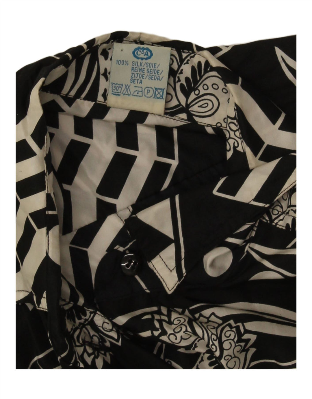 Camicia da donna con motivo astratto Yessica IT 44 Seta nera media