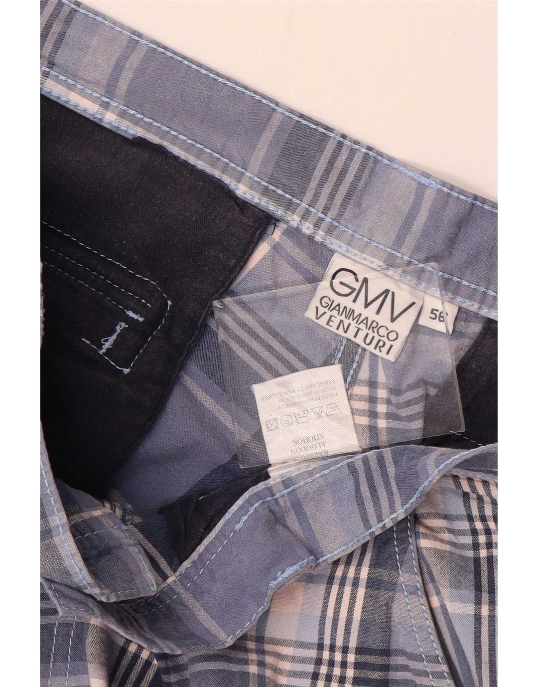 Pantaloncini chino da uomo Gianmarco Venturi W36 cotone a quadri grandi blu