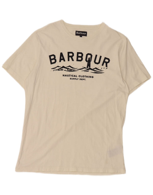 Barbour Uomo T-shirt grafica su misura Top Large in cotone bianco