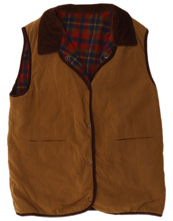 Gilet reversibile da donna Ulla Popken UK 20 2XL Lana marrone