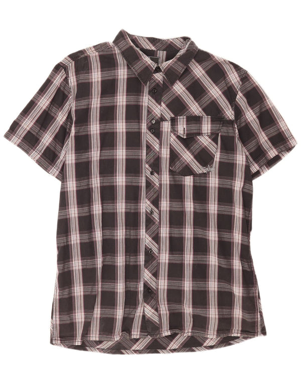 Camicia a maniche corte da uomo Rip Curl XL in cotone a quadri nero