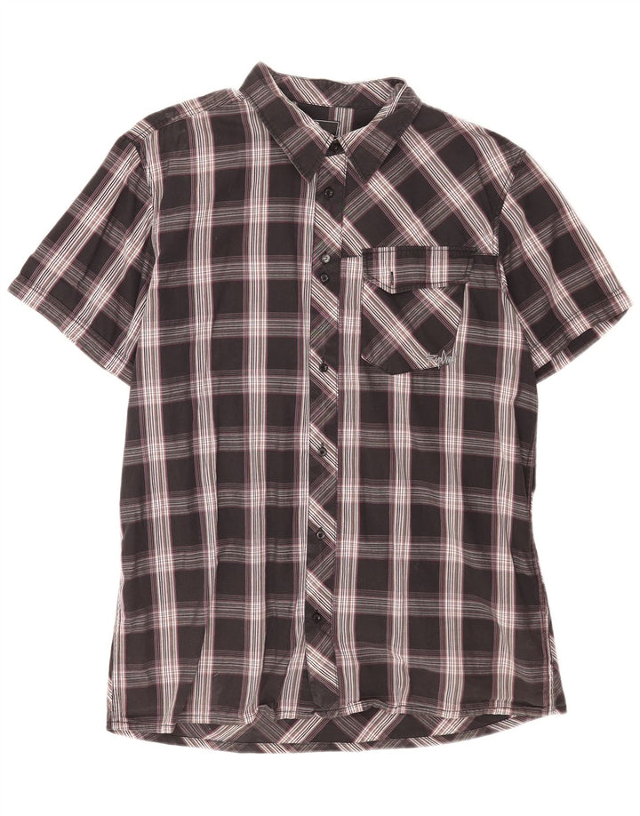 Camicia a maniche corte da uomo Rip Curl XL in cotone a quadri nero