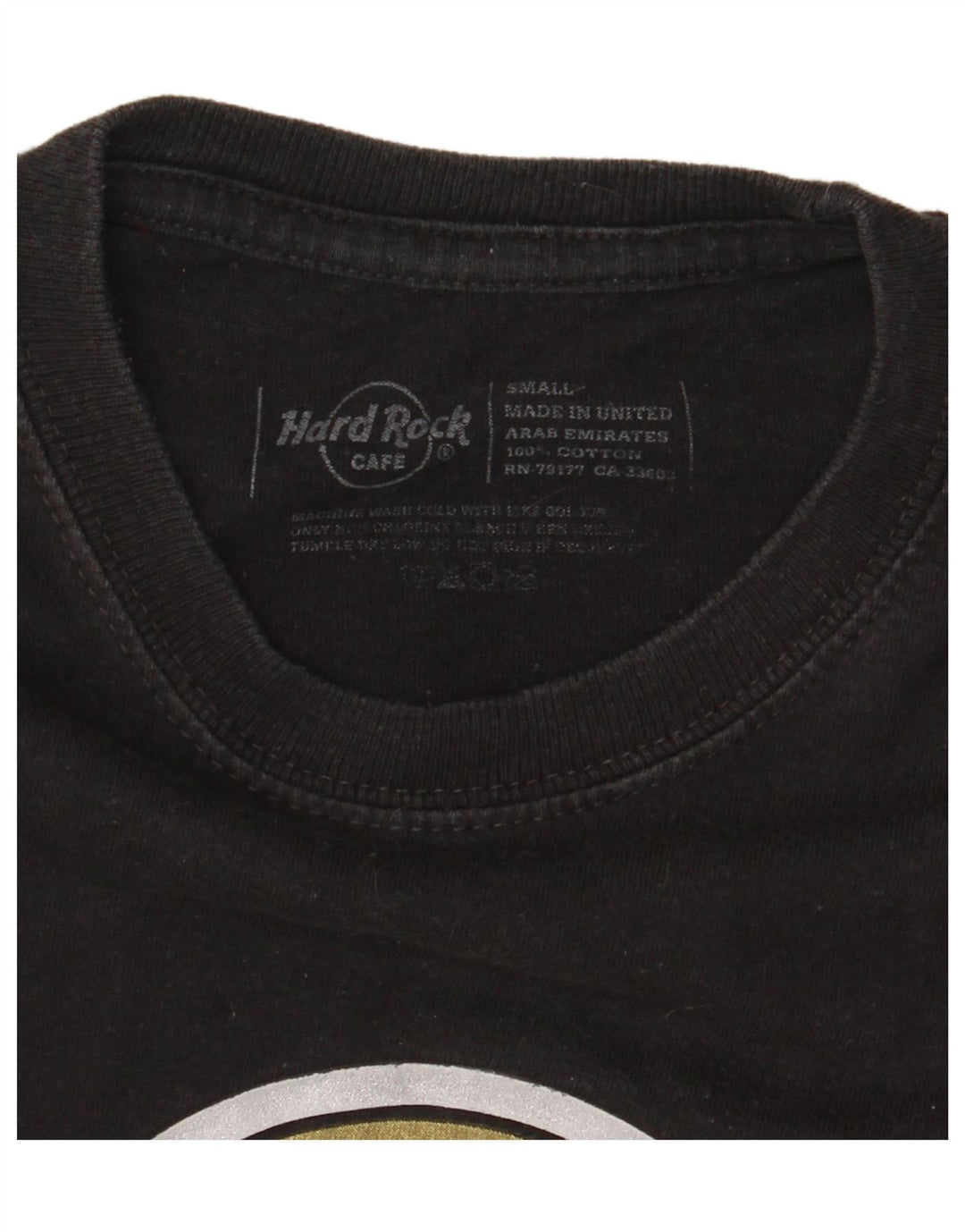 HARD ROCK CAFE T-shirt grafica da uomo Top Piccola Nera Cotone