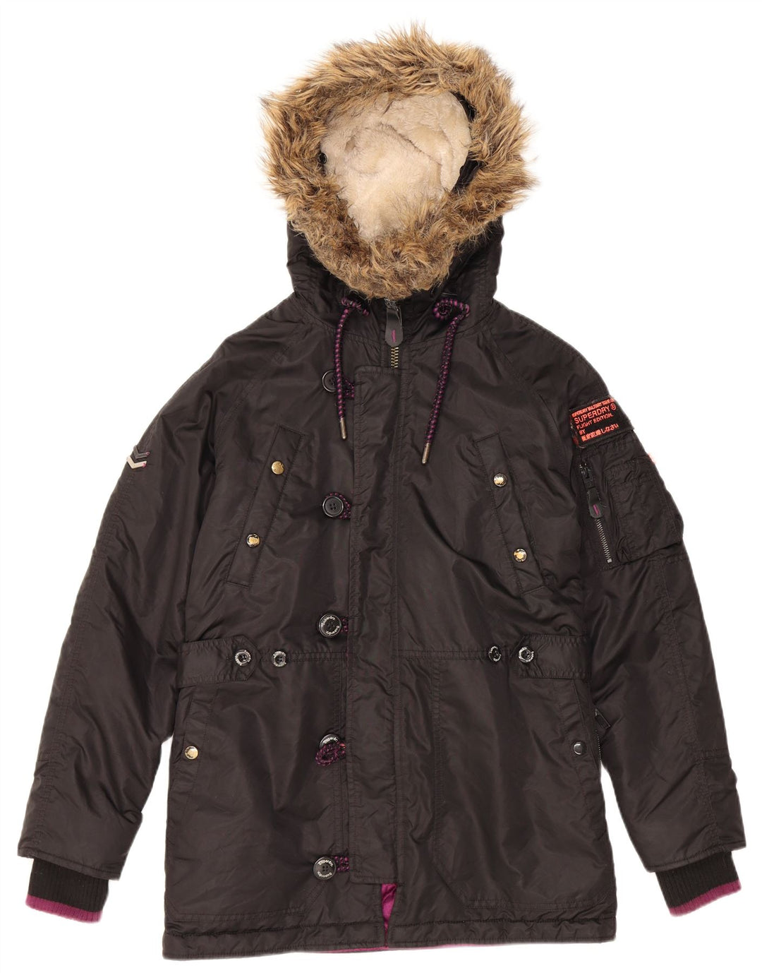Giacca imbottita con cappuccio da uomo Superdry UK 38 nylon nero medio