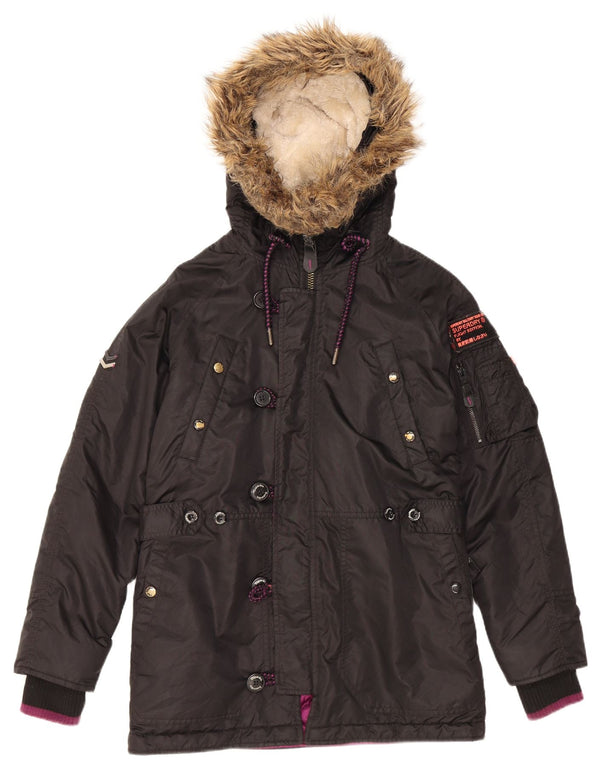 Giacca imbottita con cappuccio da uomo Superdry UK 38 nylon nero medio