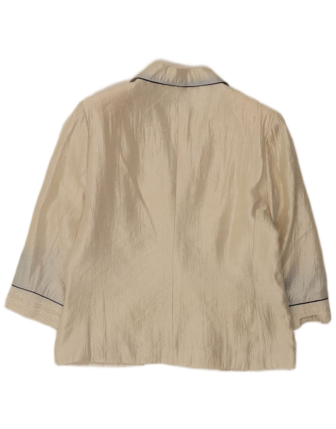 Giacca blazer vintage da donna con maniche a 3/4 e 1 bottone EU 50 3XL viscosa beige