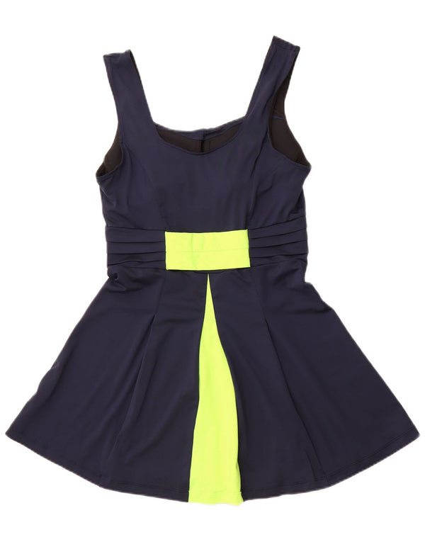 NIKE Costume da bagno Dri Fit da donna UK 12 Poliestere color block medio blu navy