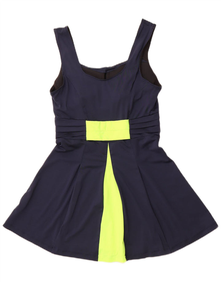 NIKE Costume da bagno Dri Fit da donna UK 12 Poliestere color block medio blu navy