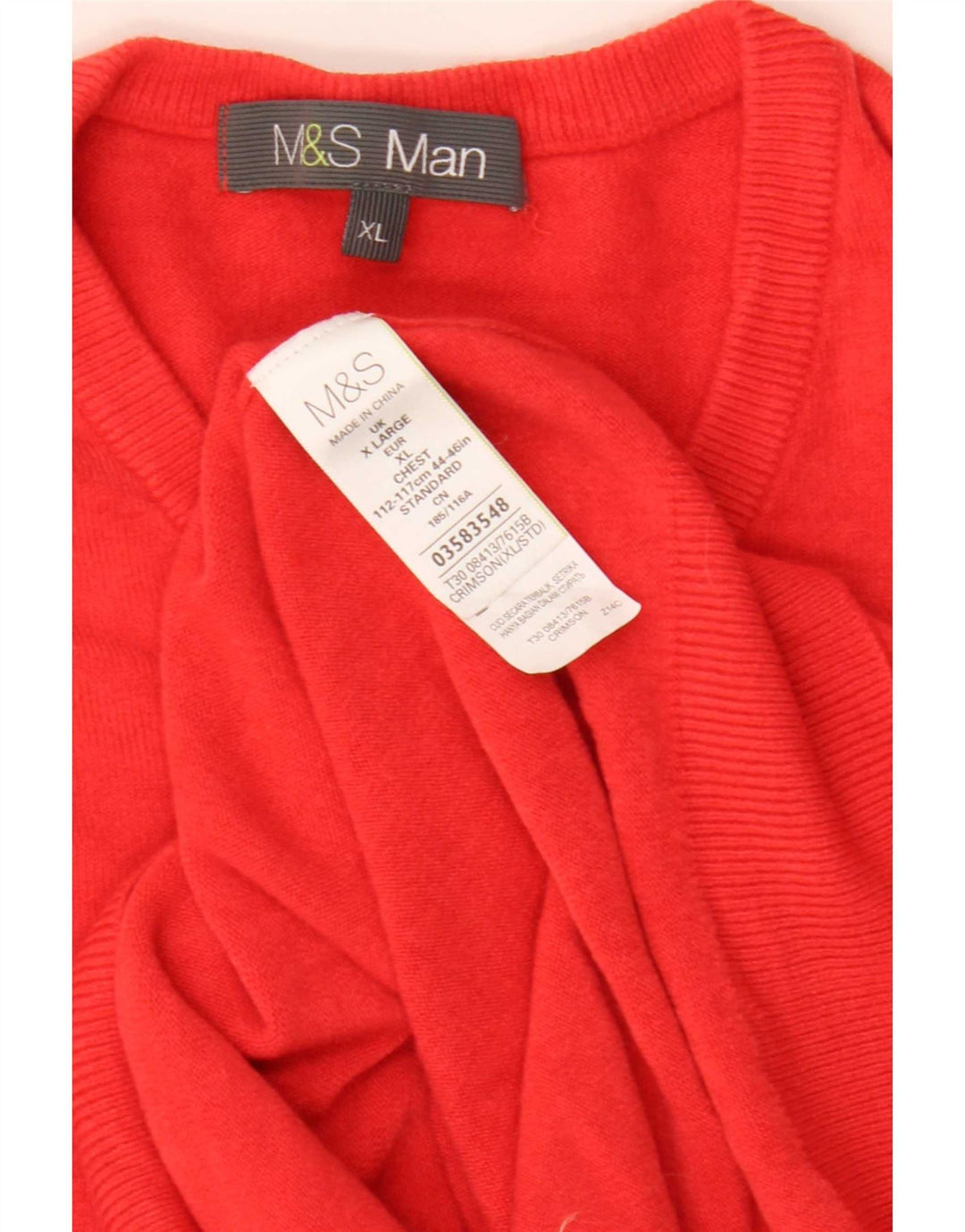 Maglione da uomo con scollo a V Marks & Spencer XL rosso acrilico