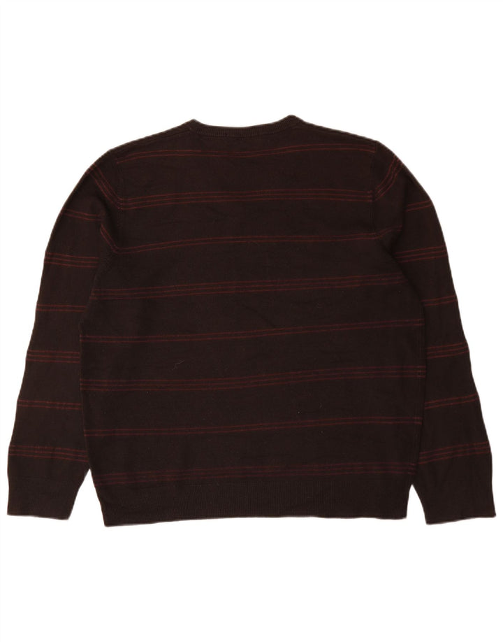 Marks & Spencer Maglione da uomo con scollo a V blu Harbour a righe marroni grandi