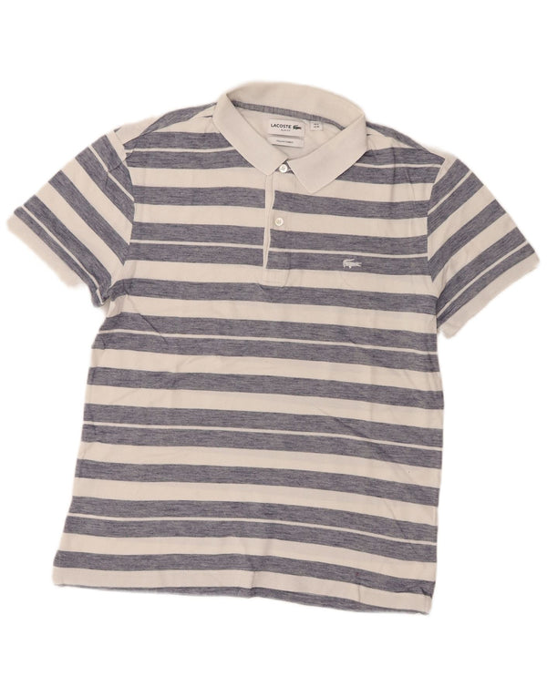 Lacoste Mens Slim Fit Polo Shirt Size 4 Medium White Striped Cotton