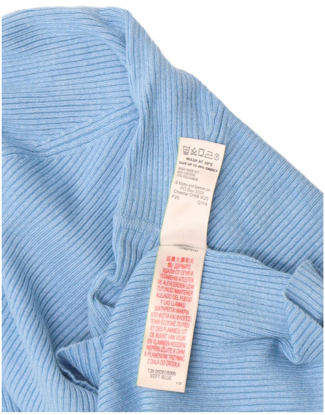 Top manica lunga da donna Marks & Spencer UK 18 XL viscosa blu